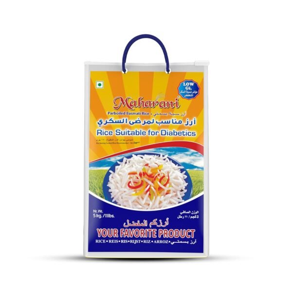 Maharani Rice Suitable for Diabetics Basmati Rice (5 Kg.) | Premium Parboiled Basmati Rice, Diabetic Friendly with Lower G.I. Level