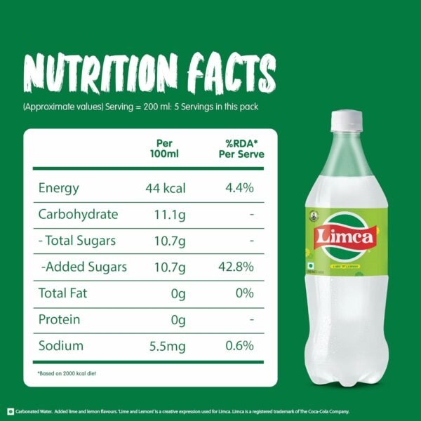 Limca Soft Drink | Cold Drink with Lime ‘n’ Lemoni Flavour | Lemon Drink with Fizz |PET Bottle, 1 L