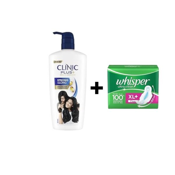 Whisper Ultra XL+ 50 Pads + Clinic Plus Pump 650 ml (Combo Offer)